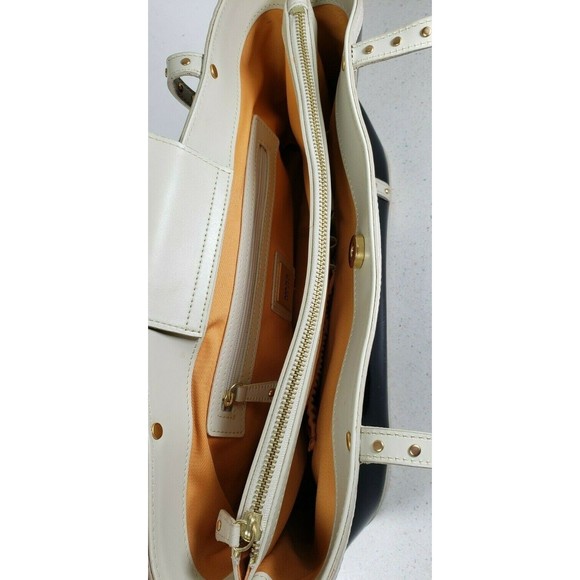 Maxx New York Black + White PVC and Leather Handbag with Gold Studs - Picture 6 of 12